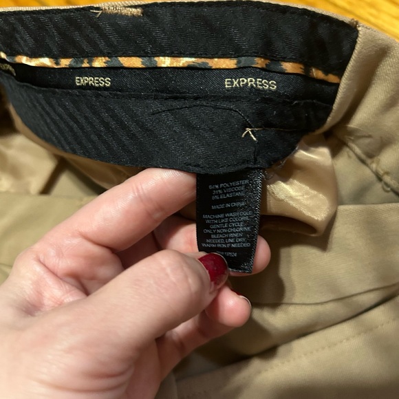 Express Wide Career Office Dress Pants Womens 10 Tan Pockets - Picture 3 of 7